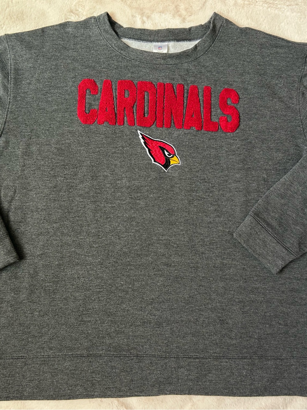 Team Apparel Gray Crewneck with Red Cardinals Applique